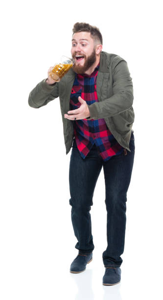 istock Cool guy with jacket and red shirt drinking beer 924603570