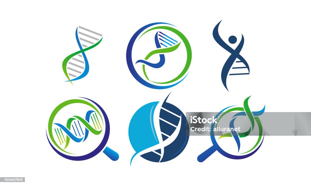 Conjunto de plantillas de ADN genética - arte vectorial de ADN libre de derechos