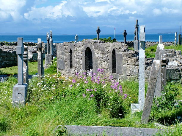 Graveyard and Crosses at Seven Churches, Inishmore, Aran Island. Ireland