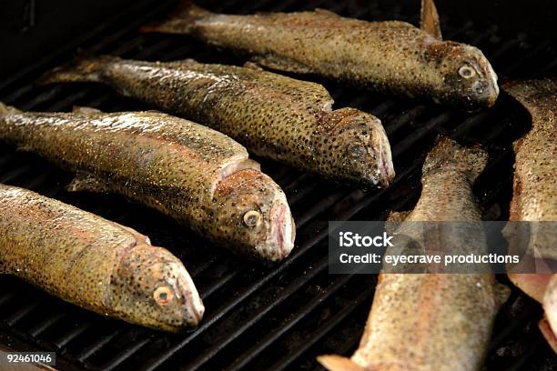 Foto de Comida Cenas Trutagrelhados e mais fotos de stock de Alimentação Saudável - Alimentação Saudável, Anzol de pesca, Brigar