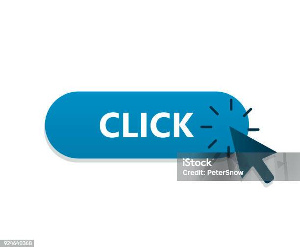 Mouse Arrow Clicking On Button Vector Illustration Stock Illustration - Download Image Now