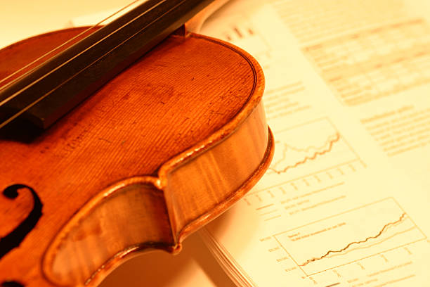 finanzielle melody - geige grafiken stock-fotos und bilder