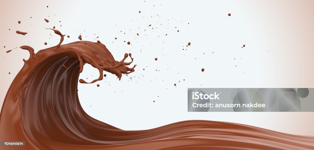 Powerful Chocolate wave Powerful Chocolate wave, Concept for Energy of chocolate, hot chocolate splash, chocolate with Clipping path, 3d illustration. Chocolate Stock Photo