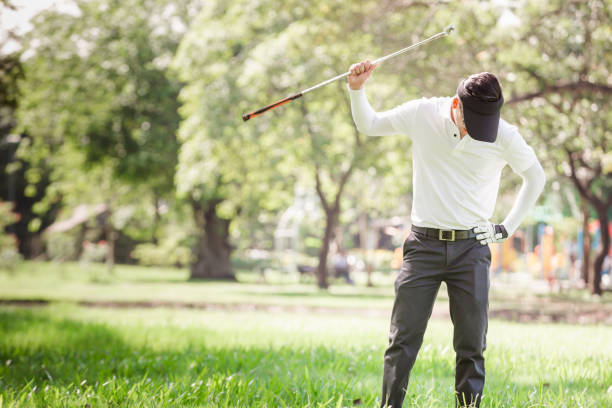 Asian men angry golfer stock photo