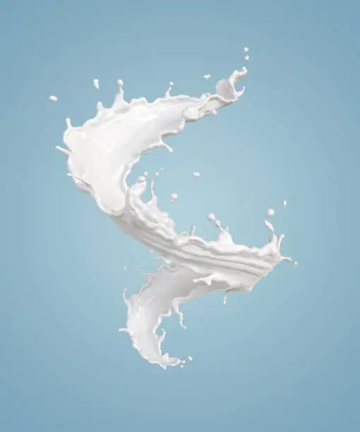 Photo of twisted milk splash isolated on background