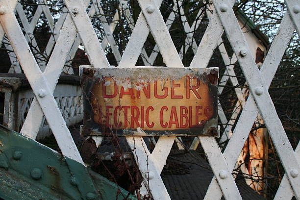 Danger Electric cables stock photo