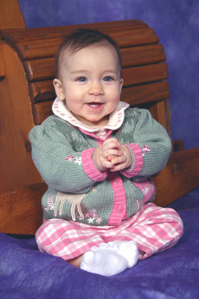 istock Infant Baby with Rocking horse 92464593