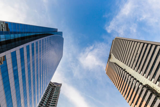 istock Bottom view of Beautiful building with the blue sky 924652726