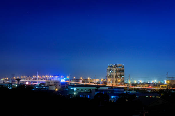 Manila, Philippines - Feb 25, 2018 : Night view of Manila, view from Makati district, Philippines
