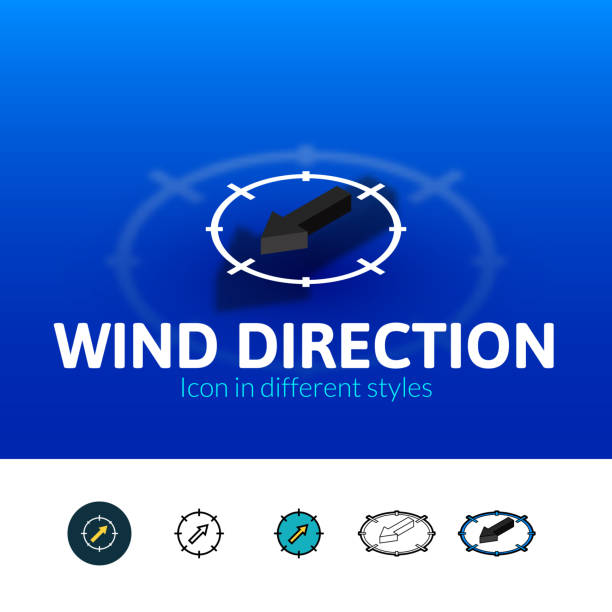 ilustrações de stock, clip art, desenhos animados e ícones de wind direction icon in different style - compass three dimensional shape wind rose east