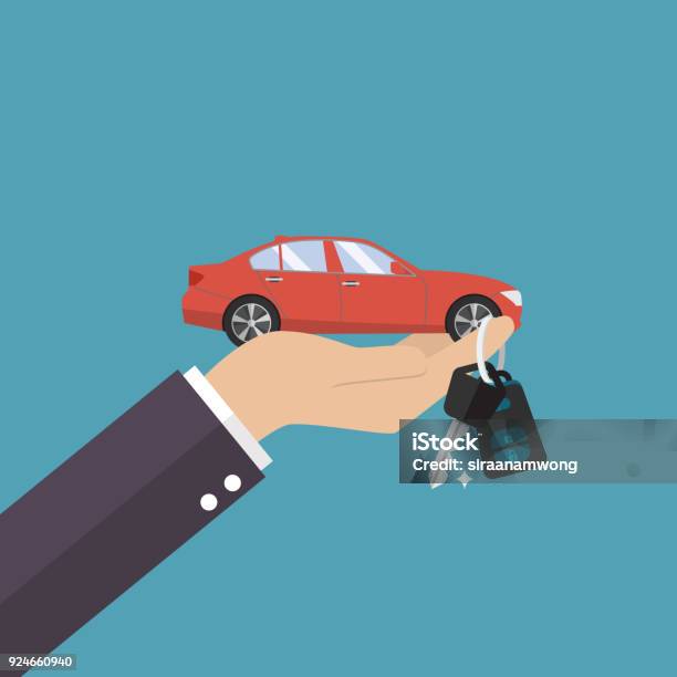 Ilustración de Mano Coche En Palma Y Clave En El Dedo y más Vectores Libres de Derechos de Coche - Coche, Comprar, Vender