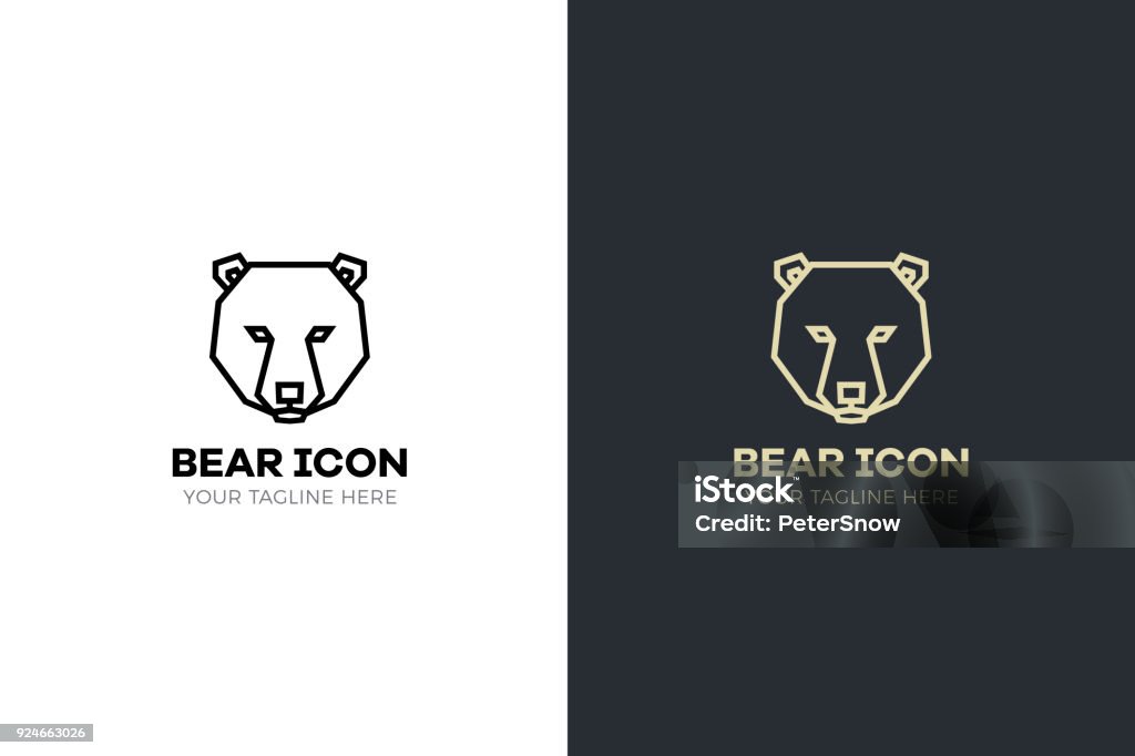 Illustrazione geometrica stilizzata della testa dell'orso. Design tribale dell'icona vettoriale - arte vettoriale royalty-free di Orso
