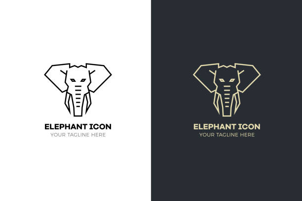 Stylized geometric Elephant head illustration. Vector icon tribal design vector eps10 elephant logo stock illustrations