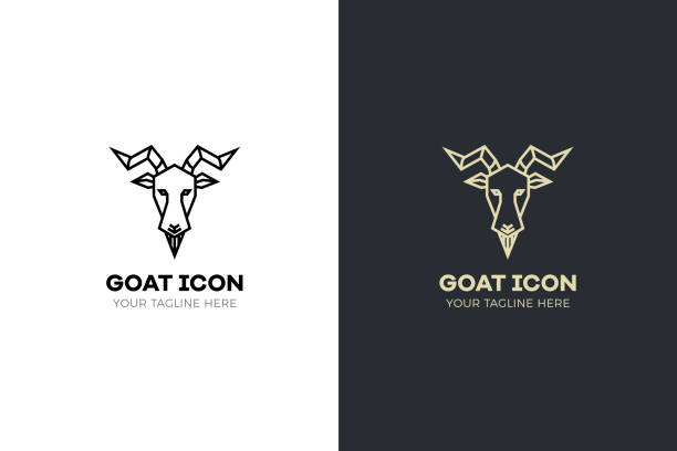 ilustrações de stock, clip art, desenhos animados e ícones de stylized geometric goat head illustration. vector icon design - milk european alps agriculture mountain