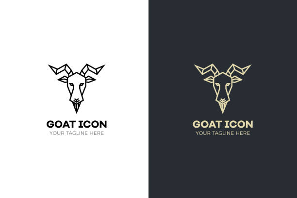 Stylized geometric Goat head illustration. Vector icon design vector eps10 hunting horn stock illustrations