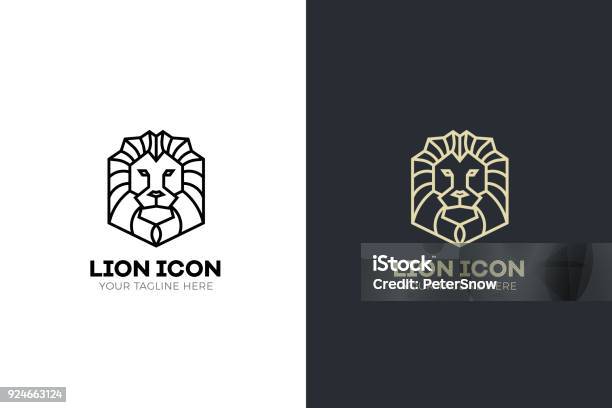 Tête De Lion Géométriques Stylisées Illustration Conception Tribale De Vector Icon Vecteurs libres de droits et plus d'images vectorielles de Lion