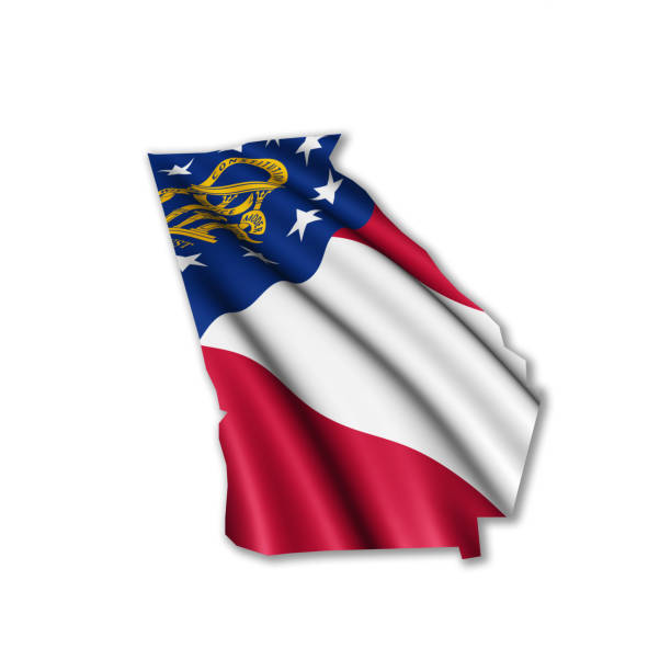 US state of Georgia outline flag A stock photo of US state of Georgia outline with a rendered state flag inside. georgia us state photos stock pictures, royalty-free photos & images