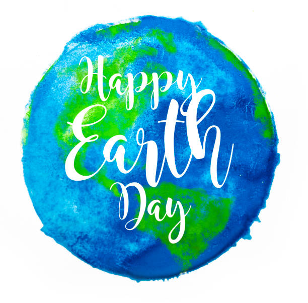 A stock photo of a water color circle design depicting Happy Earth Day