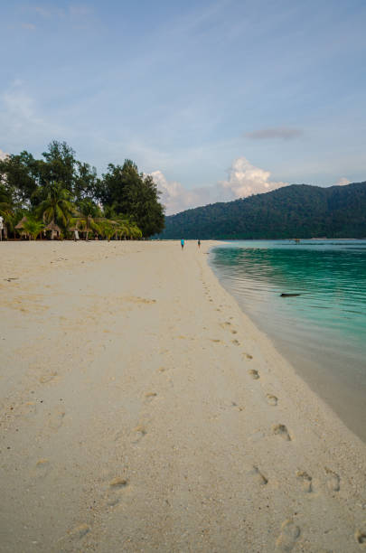 istock footprint on  white sand beach 924668054