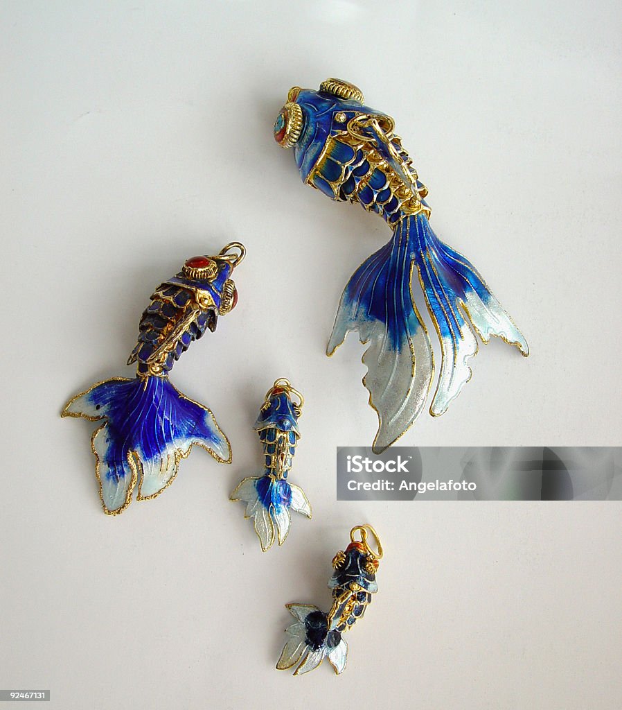 Familia de esmalte azul Goldfishes China - Foto de stock de Pulsera libre de derechos