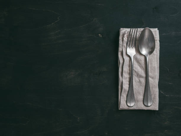 istock Vintage cutlery on dark background, copy space 924672758