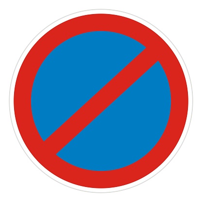 Road sign, no stopping and parking, vector icon. Isolated object.