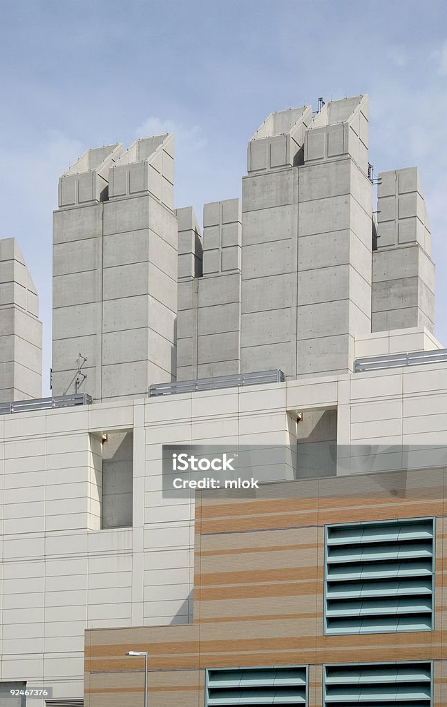 Concrete Abstract 4 Concrete Ventilation Towers for tunnel Abstract Stock Photo