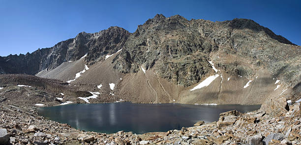 vista panorâmica de lac mort, alpes italianos (2.843 m - 2843 imagens e fotografias de stock