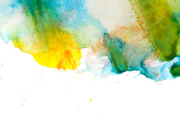 istock Yellow, turquoise, green abstract watercolor. 924681084