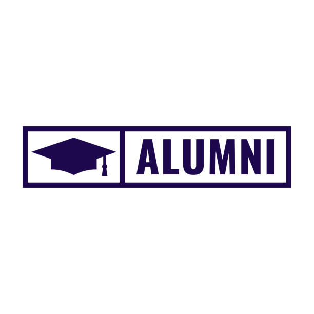 Alumni. Badge icon. Flat vector illustration on white background. Study concept. alumni stock illustrations