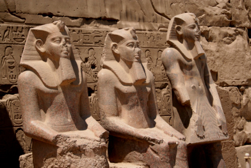 Egypt, Luxor  - Three Pharaos in Temple