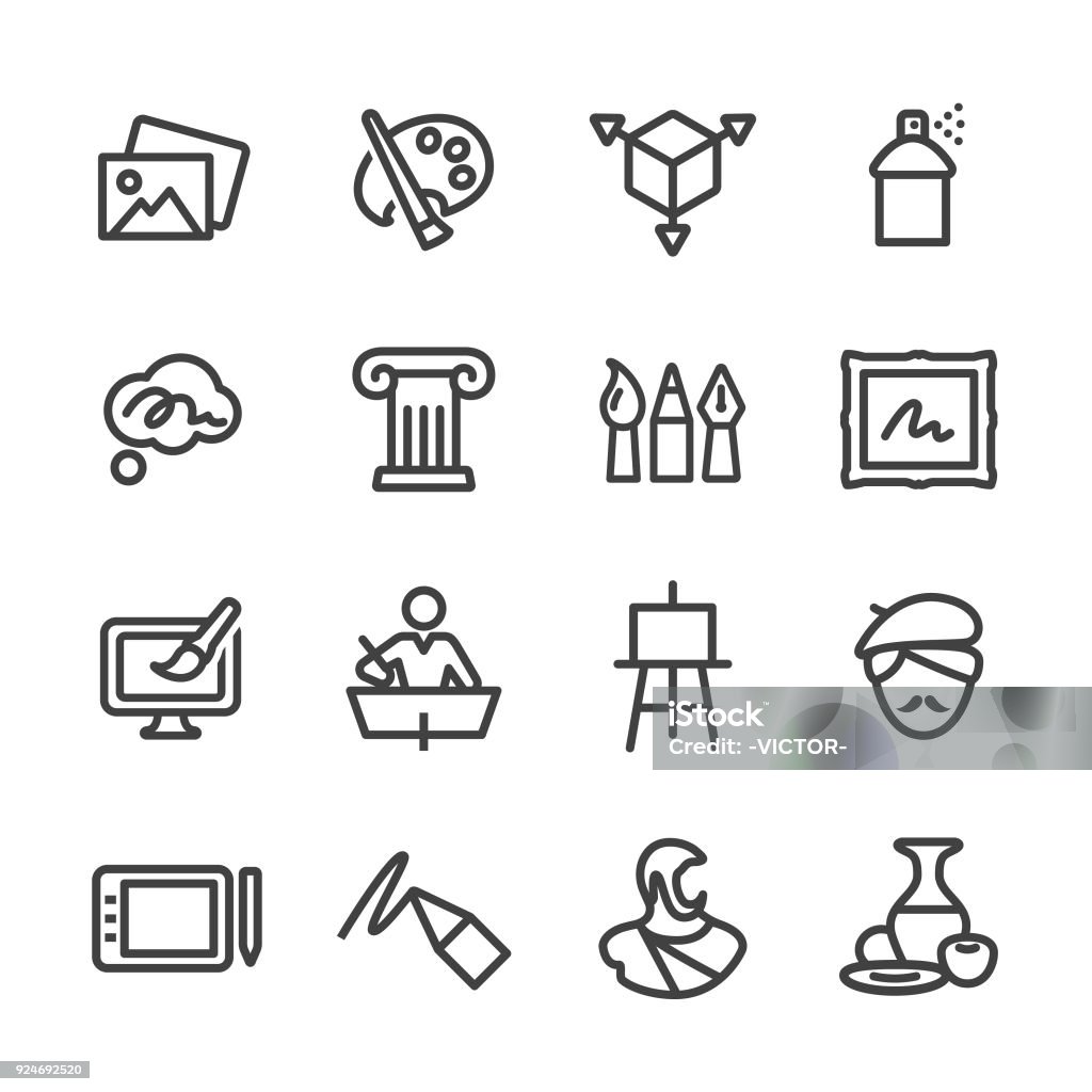 Art Education Icons - Line Series Art, Education, painting, imagination, artist Icon Symbol stock vector