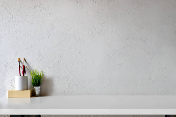 istock Desk contemporary designer and copy space. 924695388