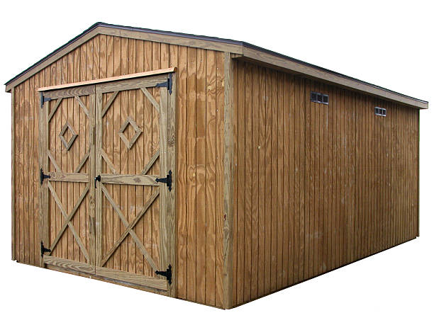 istock Structures & Buildings: Large Double Door Wooden Storage Unit 92469737