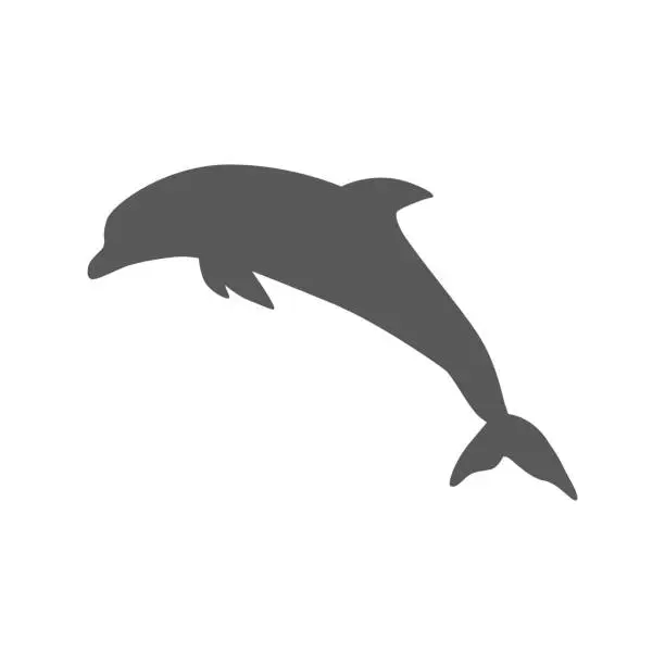Vector illustration of Monochrome Dolphin Isolated on White Background