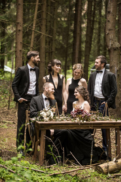 istock bride and groom at the wedding ceremony in the woods 924699006
