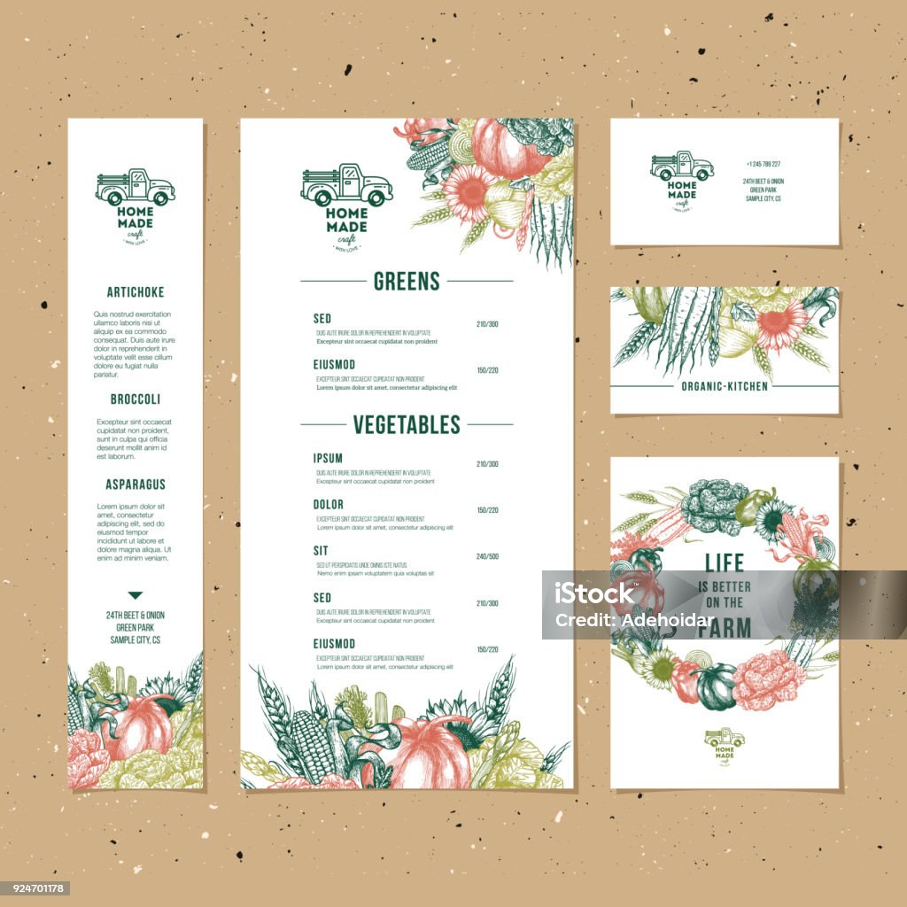 Farm Cafe Graphics Farm Fresh Design Templates Organic Cafe Identity Vector Illustration ...