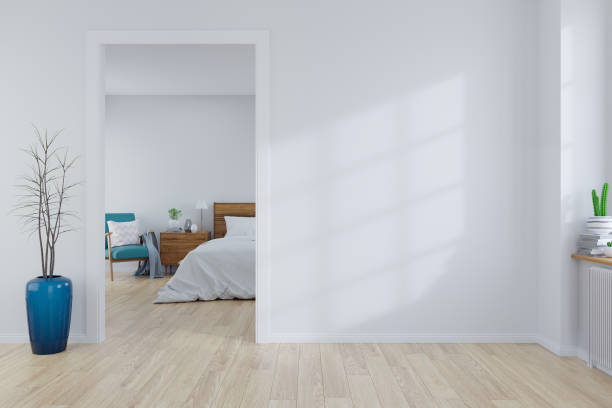istock Scandinavian interior of bedroom concept design ,empty room ,3d rendering 924701264
