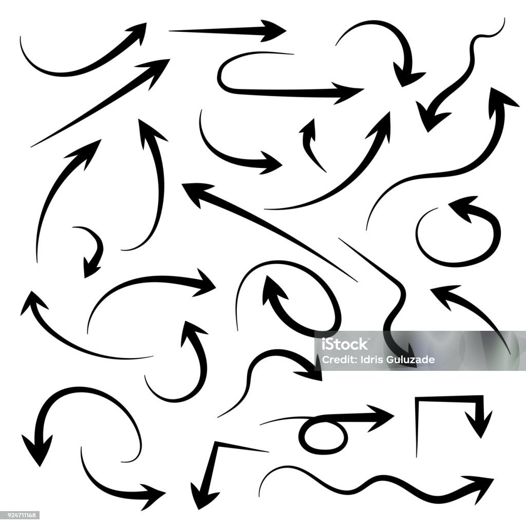 Hand drawn arrow set Hand drawn arrow set. EPS 10 Vector Illustration. Arrow Symbol stock vector