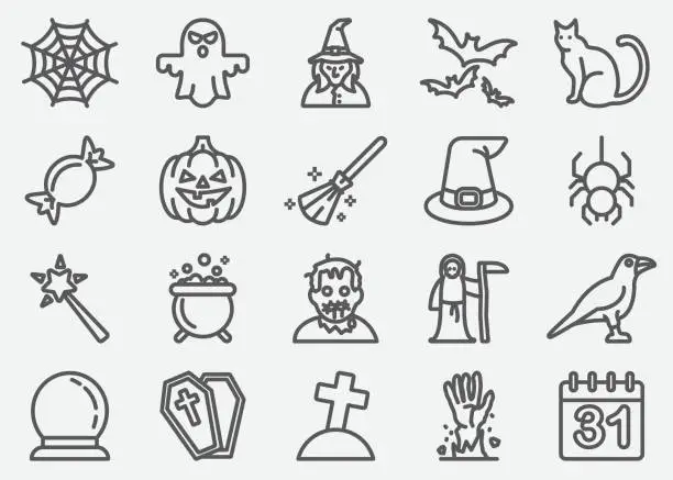 Vector illustration of Halloween And Ghost Line Icons