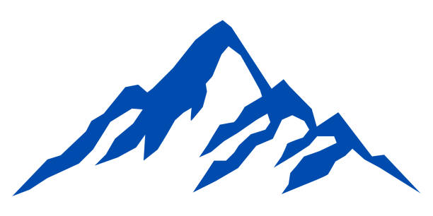 ilustraciones, imágenes clip art, dibujos animados e iconos de stock de montaña de silueta azul sobre fondo blanco – stock vector - mountain mountain peak mountain climbing switzerland