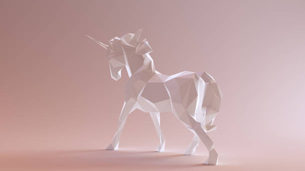 istock White Unicorn made out of triangles 924713956