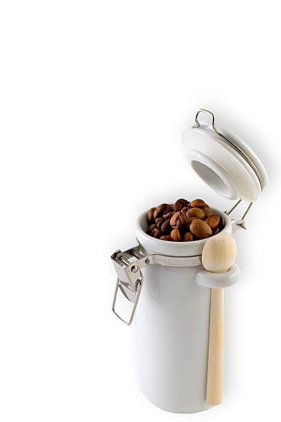 Coffee in Little White Canister Isolated stock photo