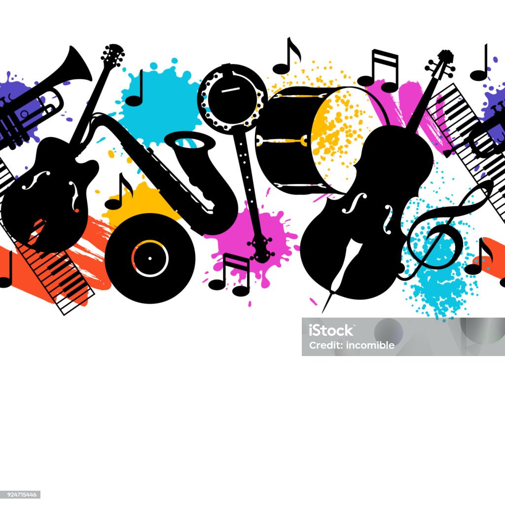 Jazz music seamless pattern with musical instruments Jazz music seamless pattern with musical instruments. Musical Instrument stock vector