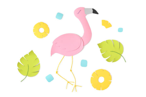 istock Flamingo paper cut on white background 924715592
