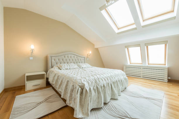 istock Interior of a luxury loft bedroom with master bed 924717428