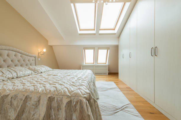 istock Interior of a luxury loft bedroom with master bed 924719586