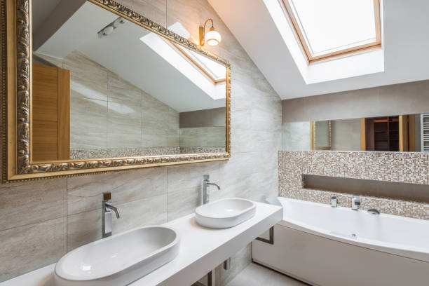 istock Interior of a luxury bathroom in loft apartment