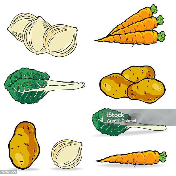 Овощи Collection — стоковая векторная графика и другие изображения на тему Без людей - Без людей, Горизонтальный, Еда