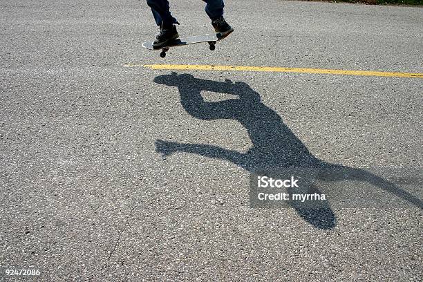Skater Shadow Stock Photo - Download Image Now - Asphalt, Boys, Child